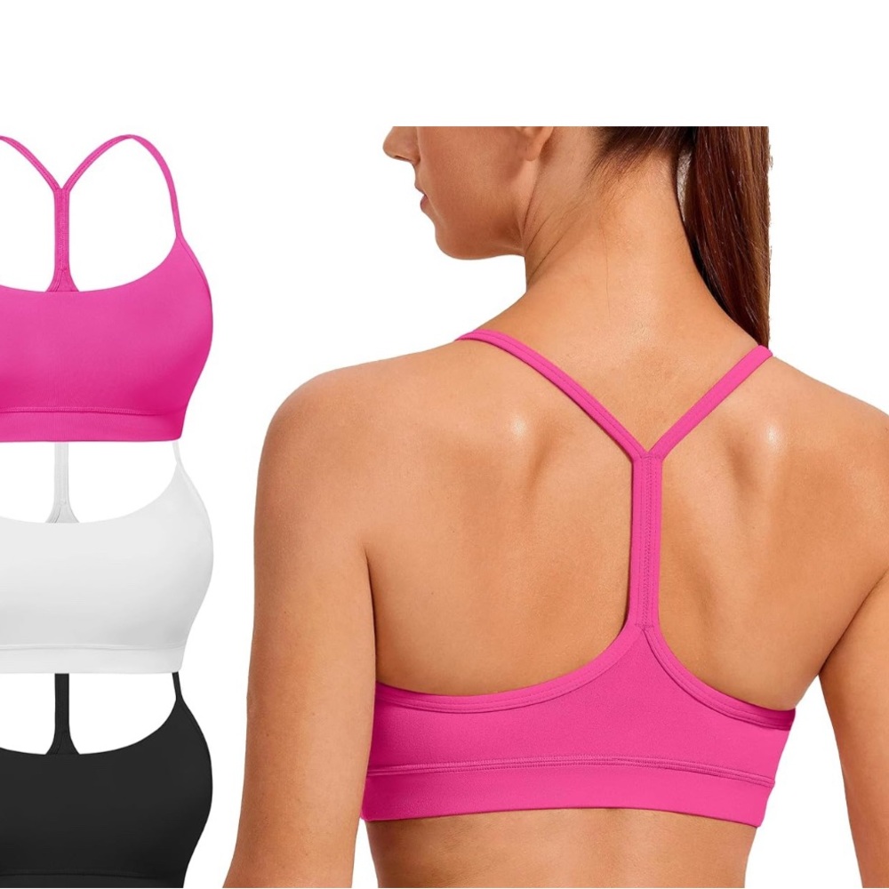 Raxnode Women's Racerback Sports Bra - Pink, White, Black 3 Pack XL